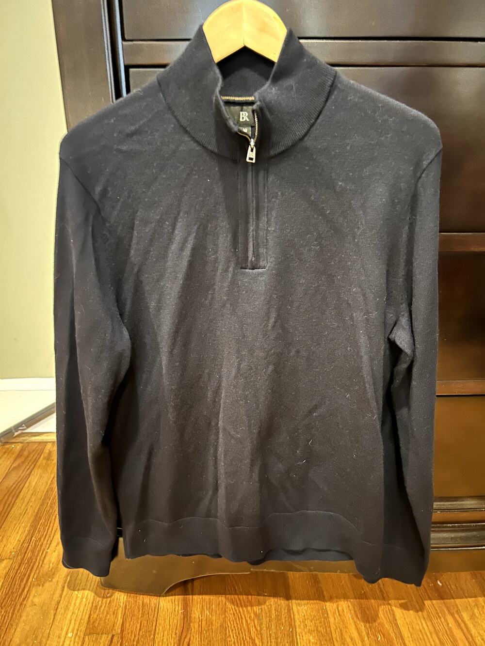 Banana Republic 100% Merino Fine Wool Navy Pullover 1/4 Zip Mock Neck